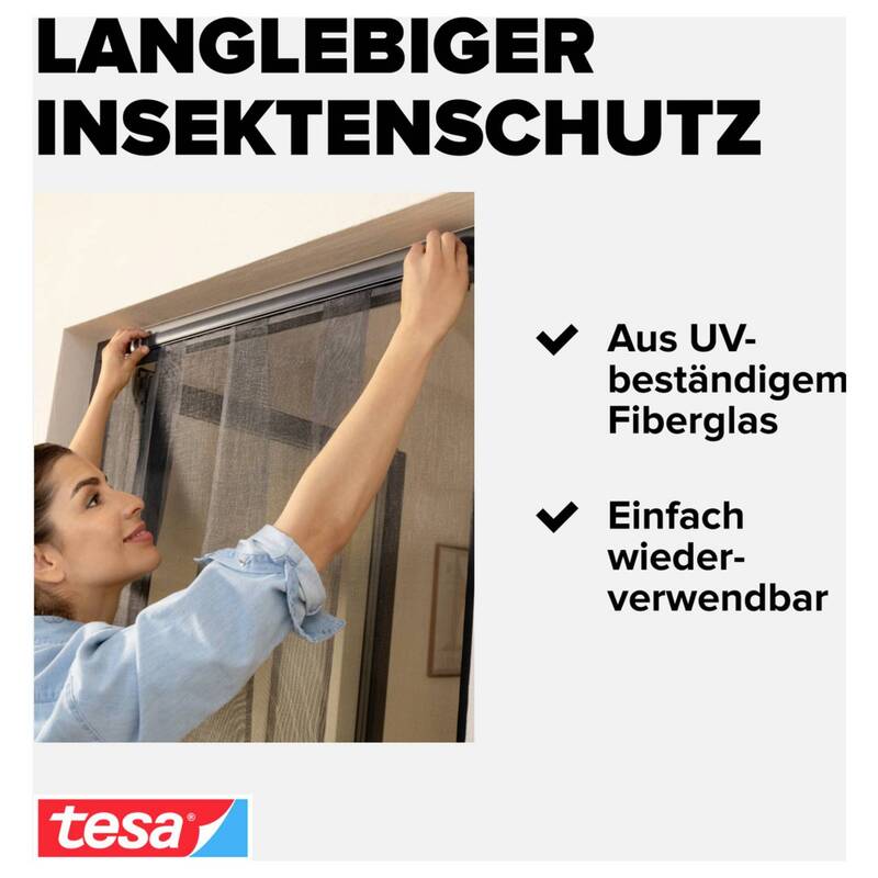 Tesa Tür-Fliegengitter Insektenschutz anthrazit 0,95m x 2,20m für Innen/Außen - 4042448163431