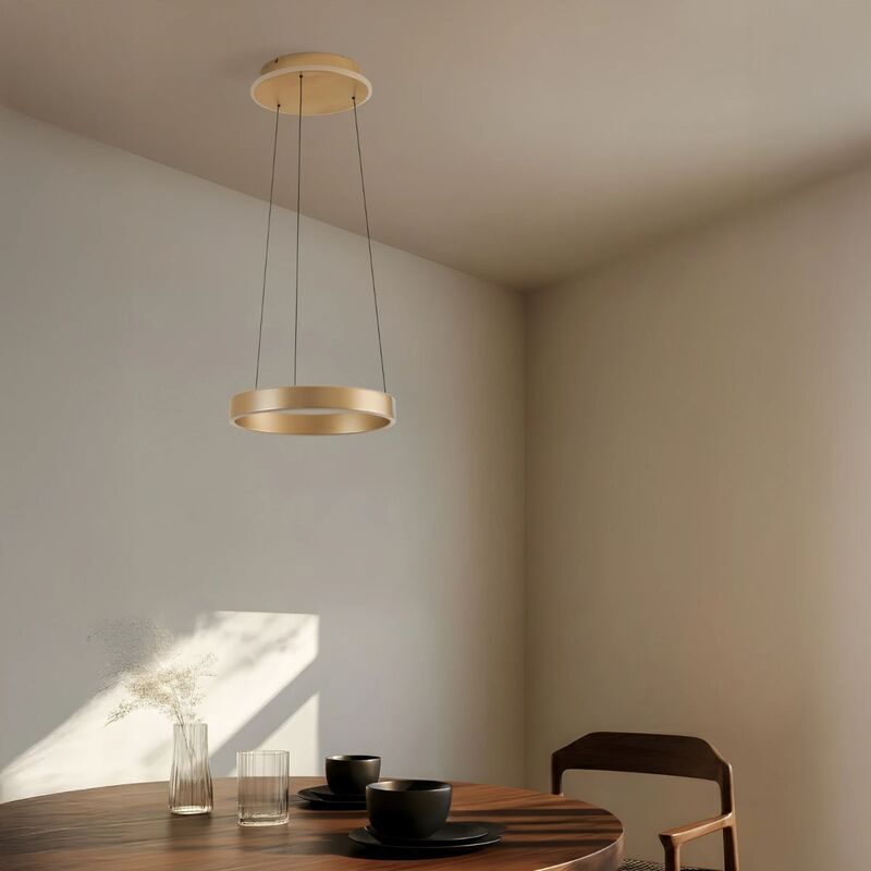 Lucande LED Pendant Light Tindra, Ø 40 Cm, Gold, Dimmable - 4255830903786