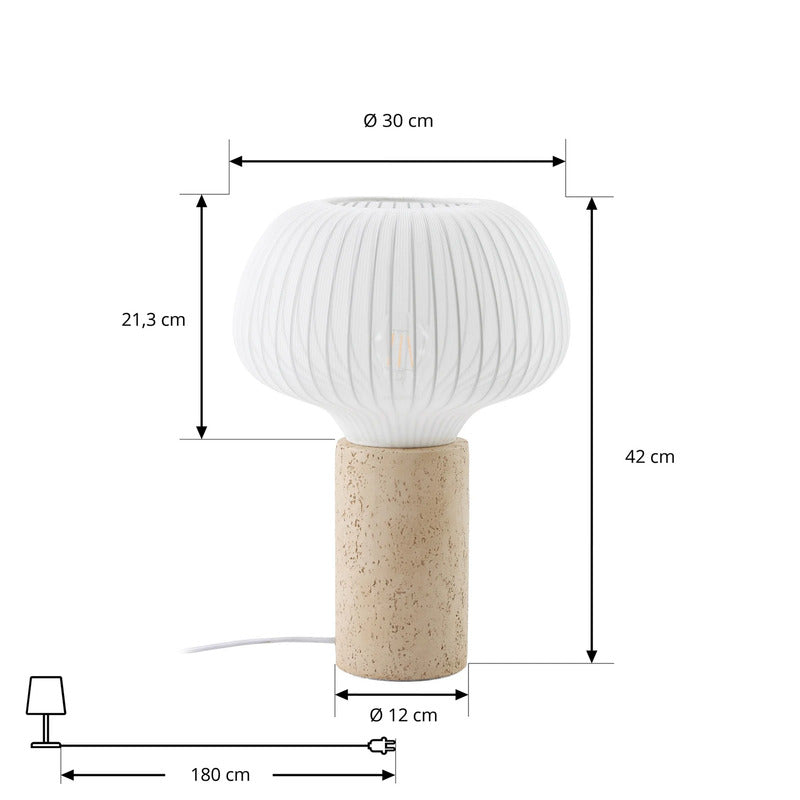 Lucande Tischleuchte Eloise LED Lampe Leuchte Tischlampe weiß 42cm Höhe 30cm - 4255830913556