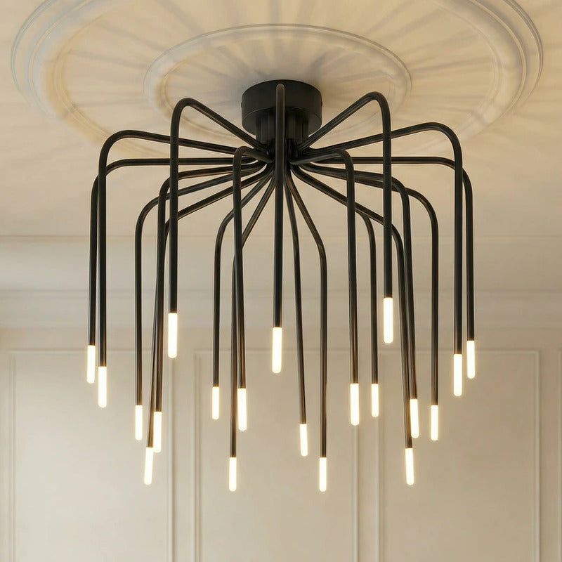 Deckenleuchte Lucande Ariadne LED Lampe 20-flammig schwarz Ø57cm elegant modern - 4255830906664