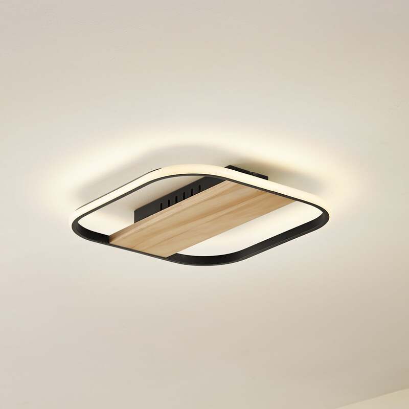 Lindby LED-Deckenleuchte Romilda Deckenlampe Leuchte Lampe grau Holz 37 cm breit - 4251911794458