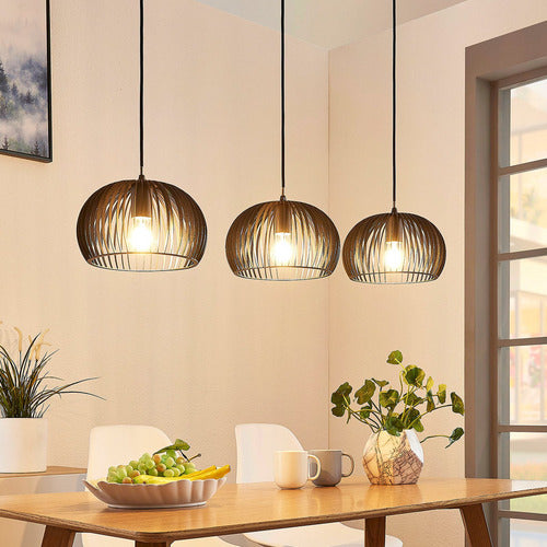 Lindby Pendelleuchte Jusra Hängeleuchte Lampe Leuchte 3-flg. E27 Metall schw28 - 4251096551778