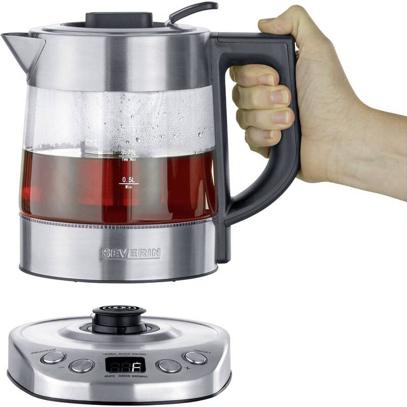 Severin Teebereiter Glas Edelstahl 1l 2200W Timer Warmhaltefunktion Teekocher - 4008146030796