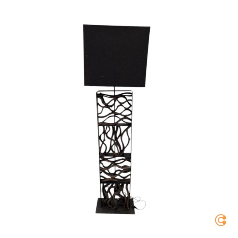 KARE Stehleuchte Nature Wave Lampe Holzfuß E27 schwarz braun 163cm Höhe 1x60W - 4025621518051