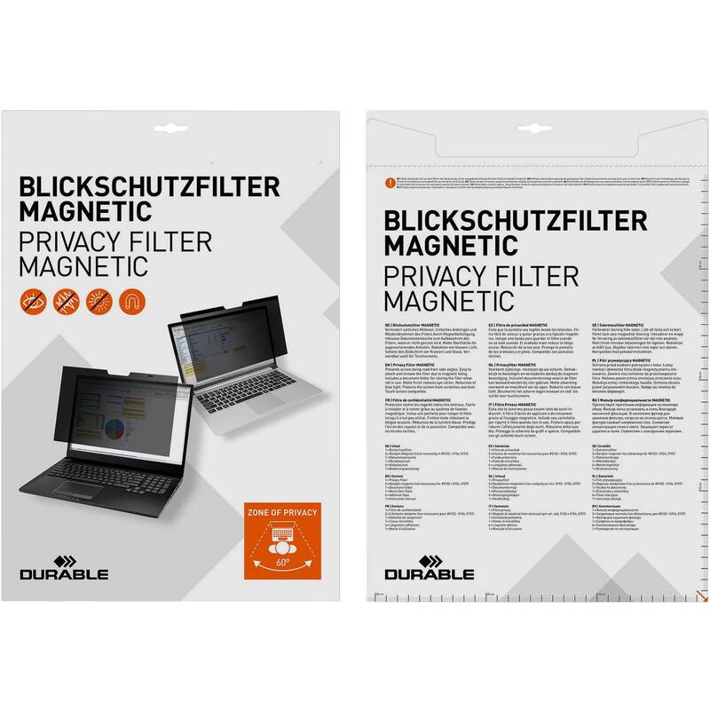 Durable Blickschutzfolie MAGNETIC für Notebook 39,6cm 15,6" Privatsphäre Schutz - 4005546999241