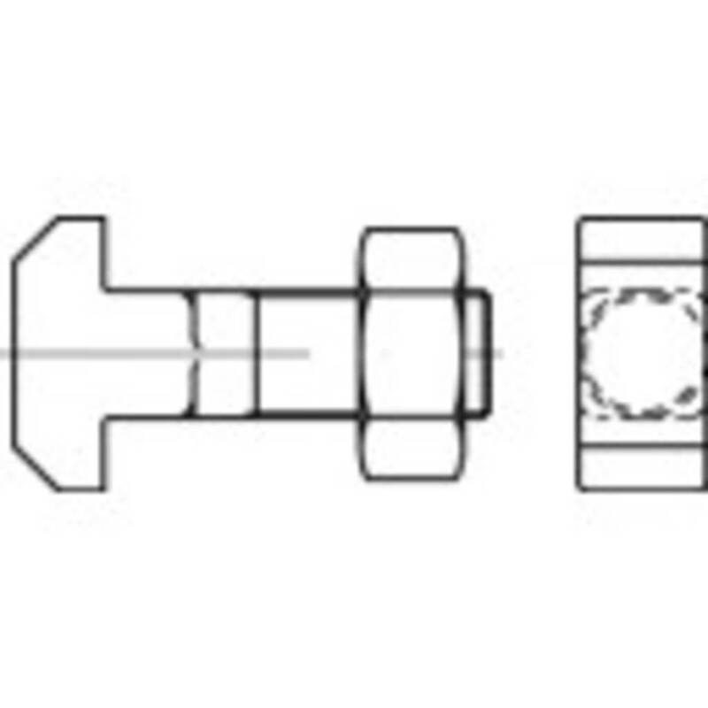 TOOLCRAFT Hammerkopfschrauben Edelstahl M8 60 mm Vierkant DIN 186 Stahl Schraube - 4053199020133