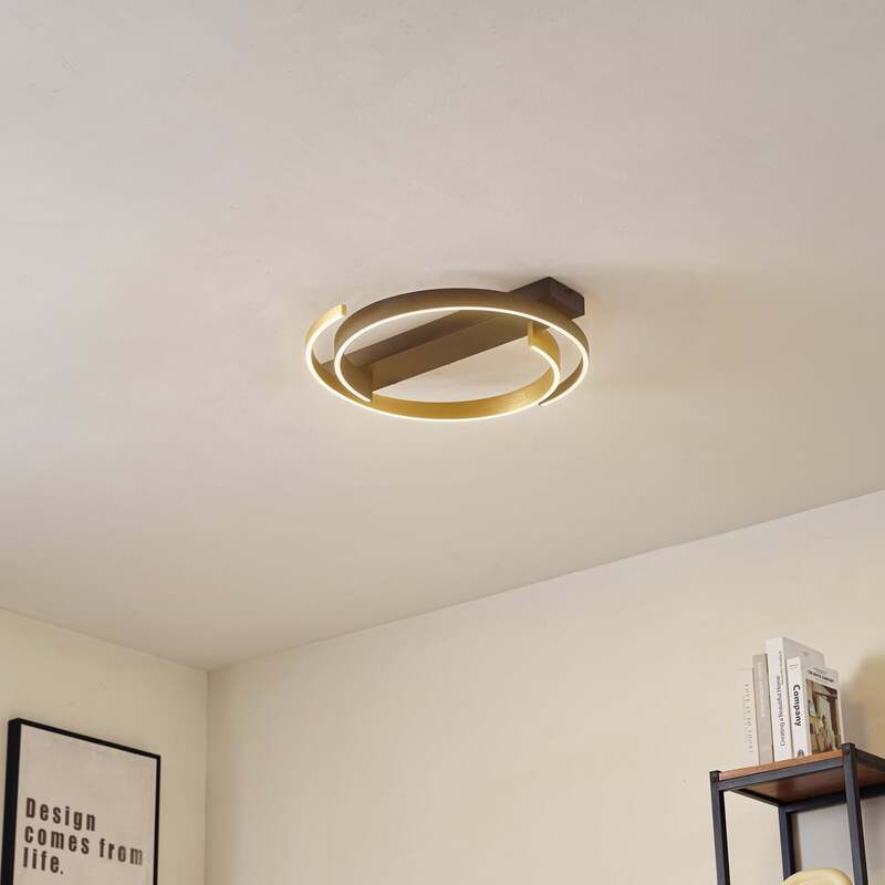 Lucande Deckenleuchte Natsuma LED Lampe Leuchte schwarz gold Ø50cm 36W - 4251911792225