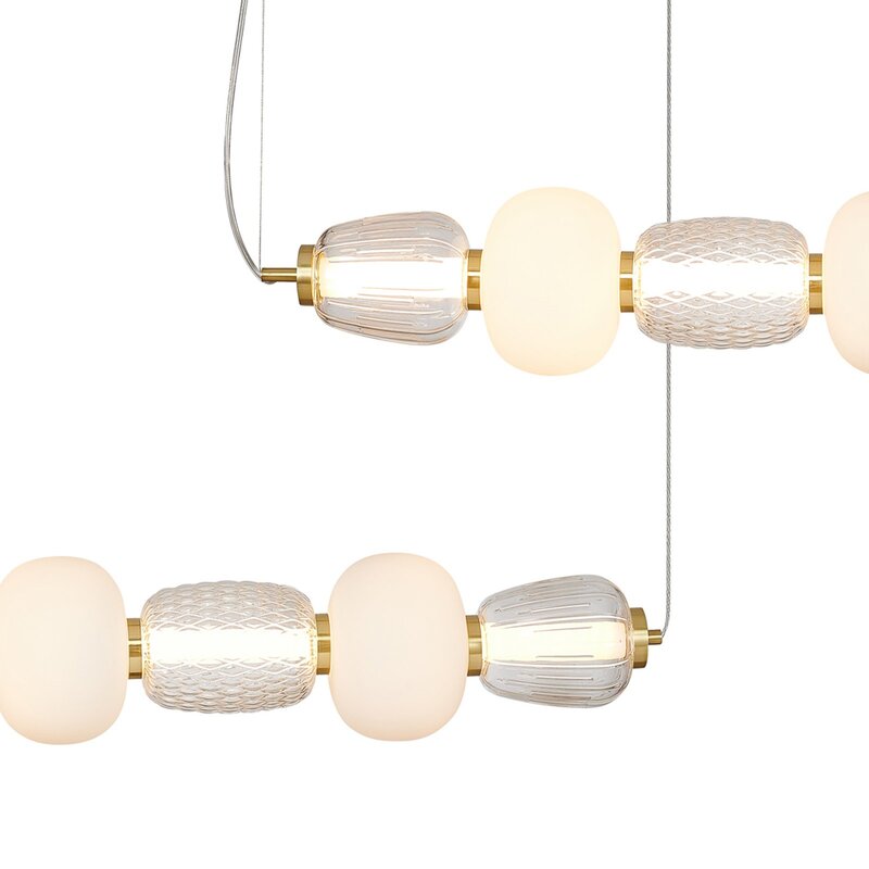 LED Hängeleuchte Pendelleuchte Caro Glas transparent opal Länge 110 cm Lampe - 5902693803652