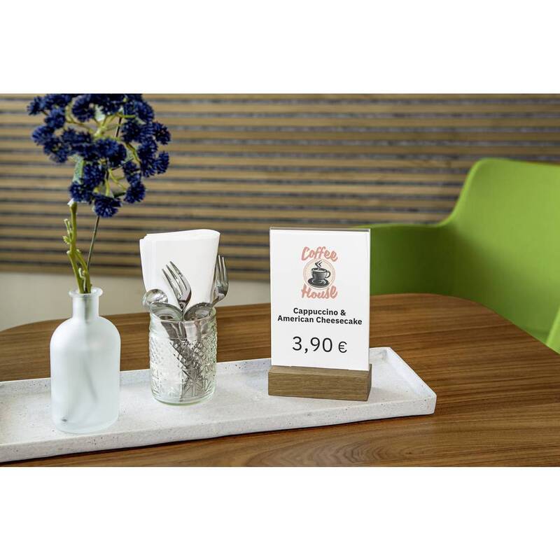 Sigel Tischaufsteller Thekenaufsteller Acryl DIN A6 klar Eichenholz 29 STÜCK - 4004360785634