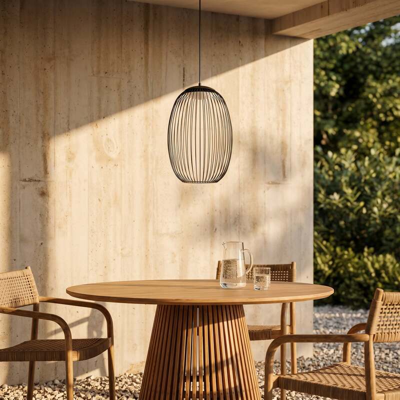 Lucande Außenleuchte Hängeleuchte Richi LED dimmbar schwarz 3000K IP44 Ø35cm - 4255830912689