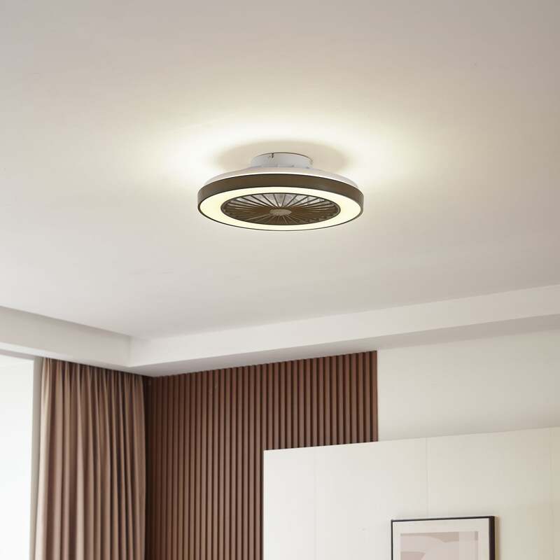 Lindby Deckenventilator Teleo LED Ventilator schwarz dimmbar Tuya Ø48cm IP20 - 4251911780215