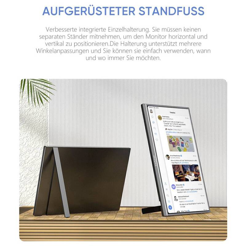 Arzopa Portabler Monitor 17,3 Zoll Full HD 1920x1080 IPS HDMI USB-C schwarz - 6975114120187