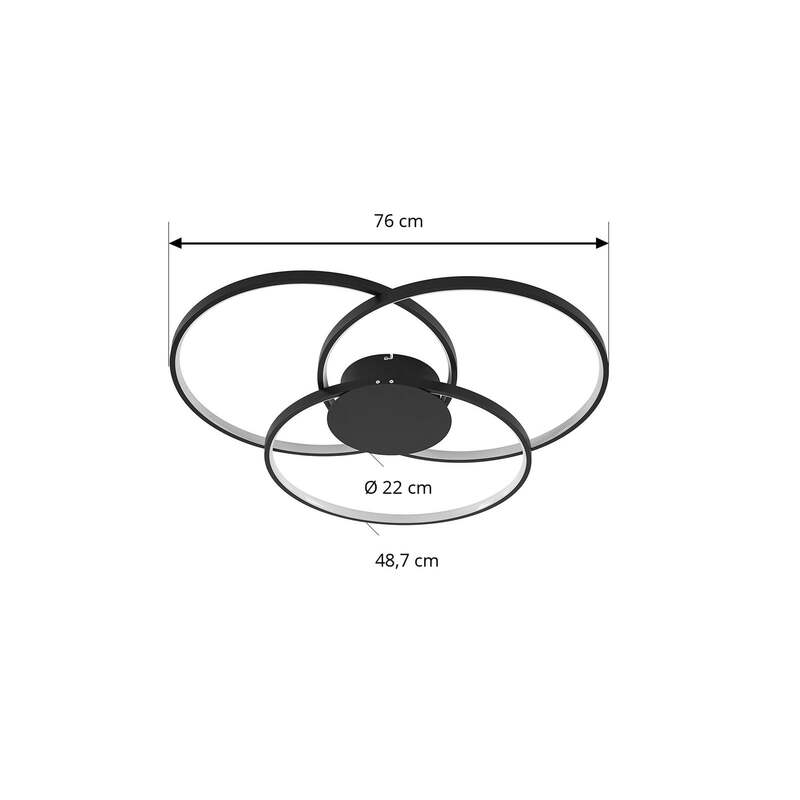 Lindby Deckenleuchte Lampe Riley LED dimmbar schwarz Holzoptik 3000K 76x73cm - 4251096574043
