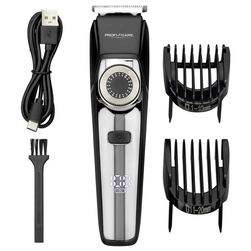 Profi Care Haar- und Bartschneidemaschine Trimmer Chrom-Schwarz USB Ladefunktion - 4006160131314