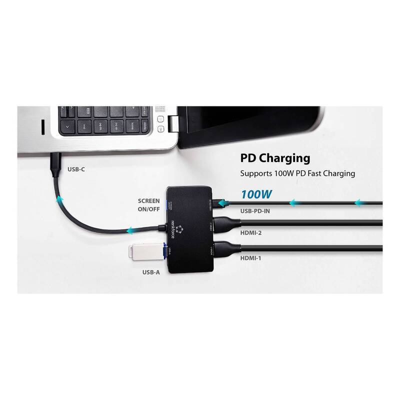 RENKFORCE RF-USBHA-480 4-IN-1 USB Hub Adapter mit 4 Ports für PC und Laptop - 4064161476384