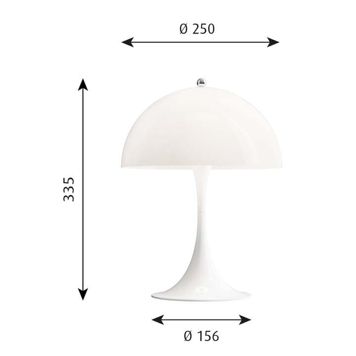 Louis Poulsen Panthella Mini Tischlampe Tischleuchte Lampe Leuchte Ø 25 cm weiß - 5703411750674