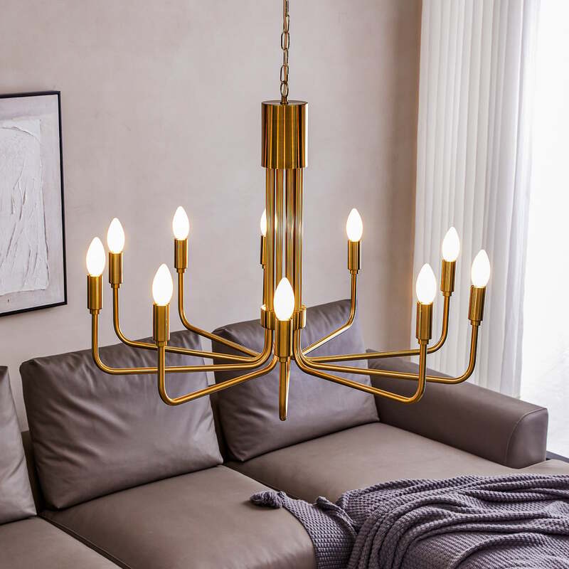 Lindby Kronleuchter Elanova Hängelampe LED 10-flg dimmbar messing Ø80cm 51,5cm - 4251911745856