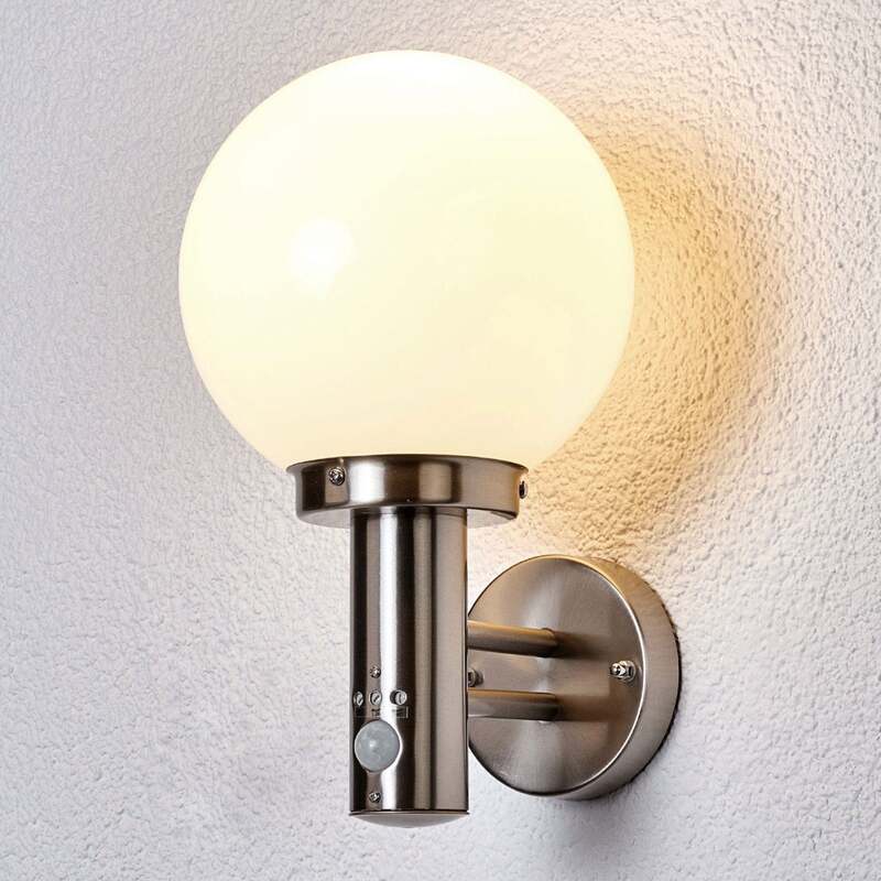 Lindby Außenwandleuchte Nada Edelstahl Gartenlampe Bewegungsmelder IP44 E27 LED - 4251096510867