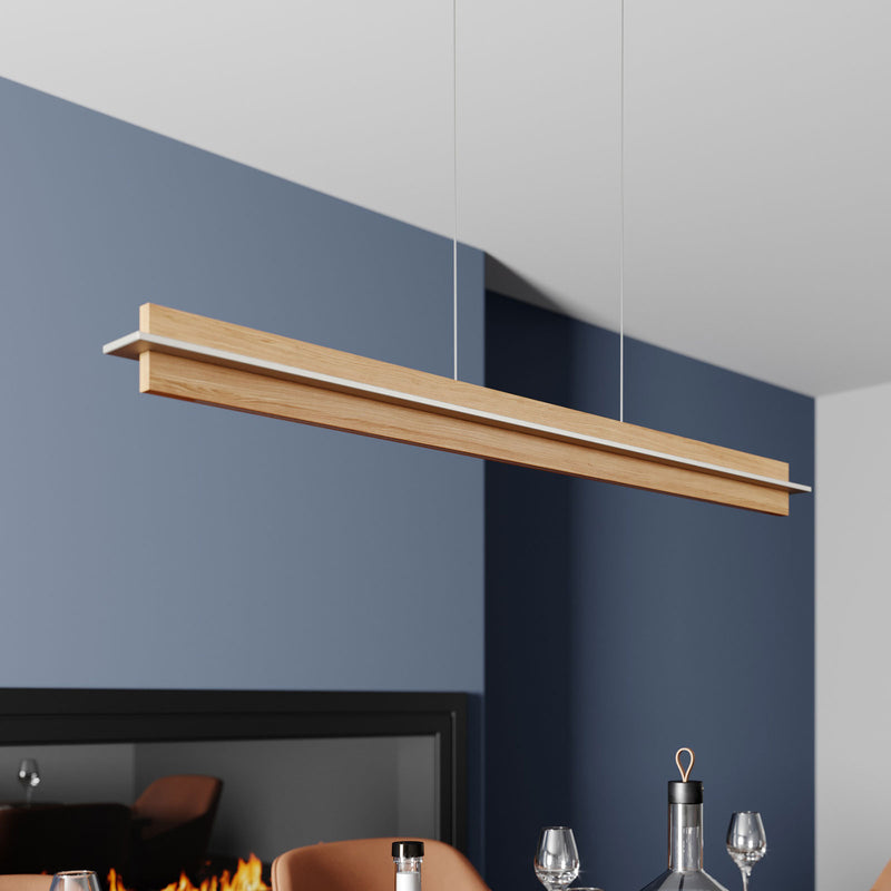 Quitani Pendelleuchte Hängelampe LED Eiche Nickel Esszimmer höhenverstellbar765 - 4251096570366