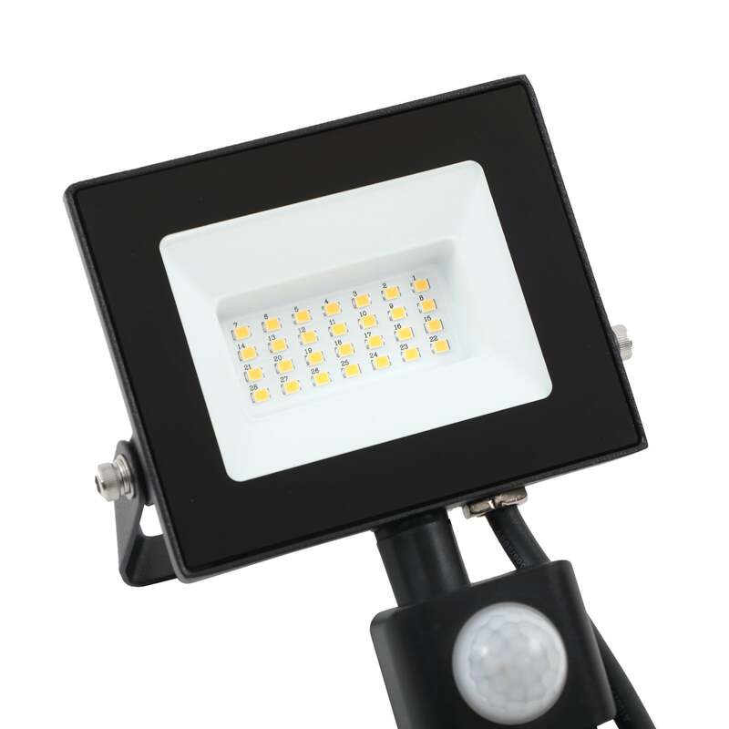 Prios Außenstrahler LED 20W Maikel mit Bewegungsmelder 1620lm schwarz IP44 3000K - 4251911772906