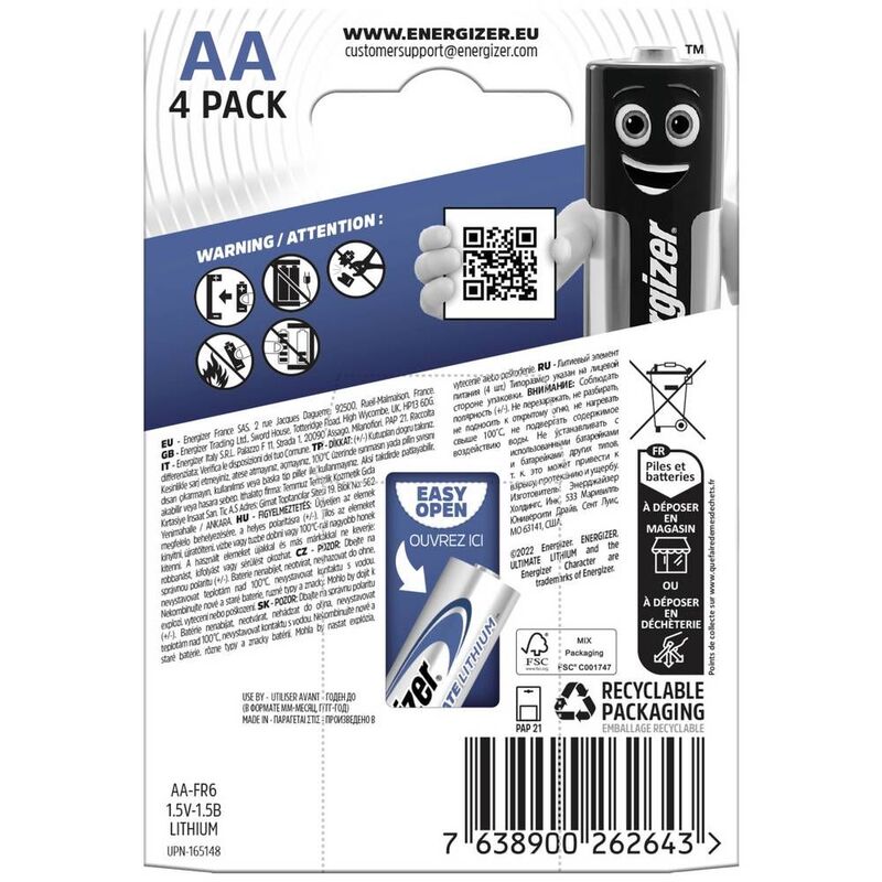 Energizer Batterie Mignon AA L91 Ultimate Lithium 1,5V Hochleistungsbatterie 1 - 7638900262643
