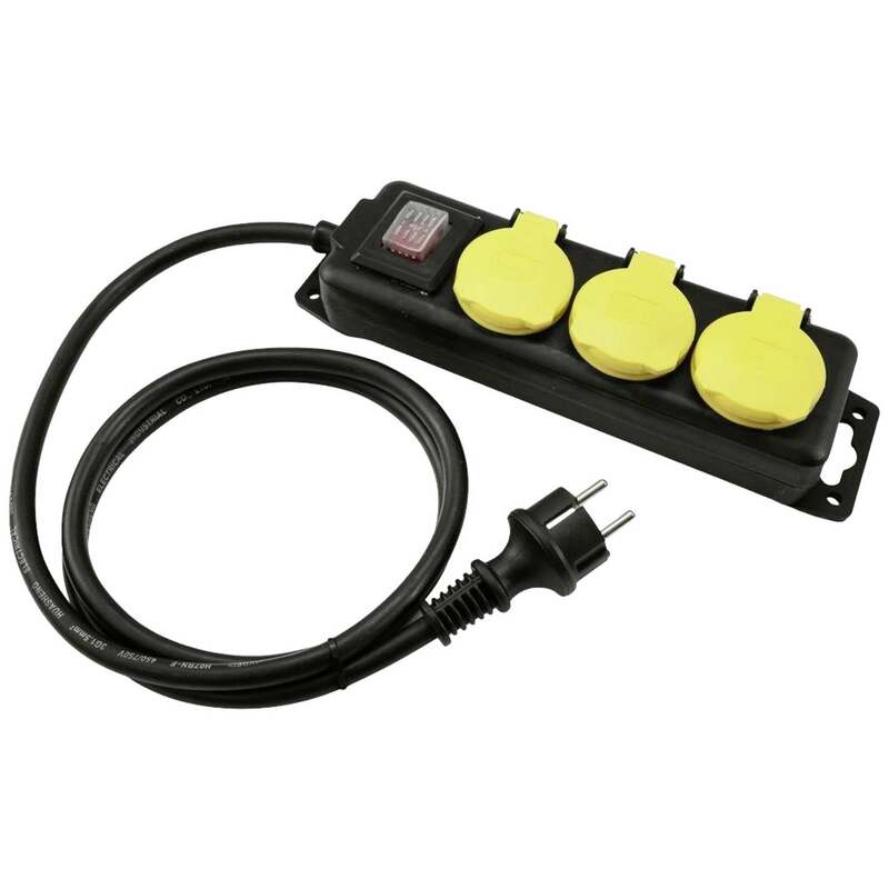 Eurolite Steckdosenleiste Schutzkontakt 3-fach mit Schalter 5m schwarz-gelb - 4026397563863