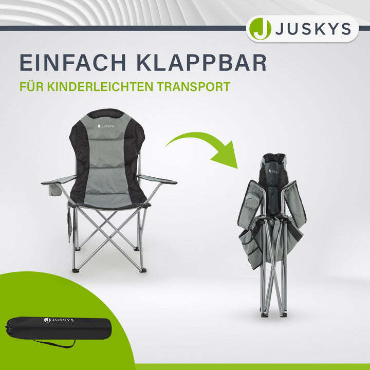 Campingstuhl Lido Klappstuhl gepolstert mit Getränkehalter grau 62x62x102cm - 4260565528784