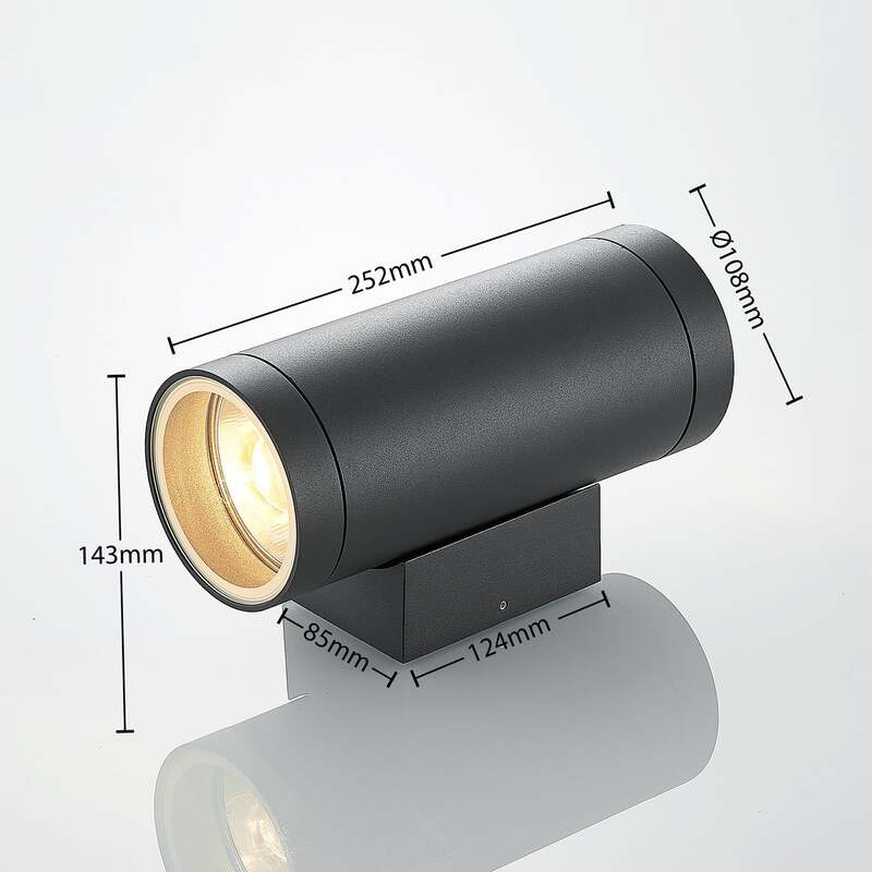Lucande Außenwandleuchte Thomke 2-flammig LED Gartenlampe anthrazit IP65 25,2cm - 4251096569322