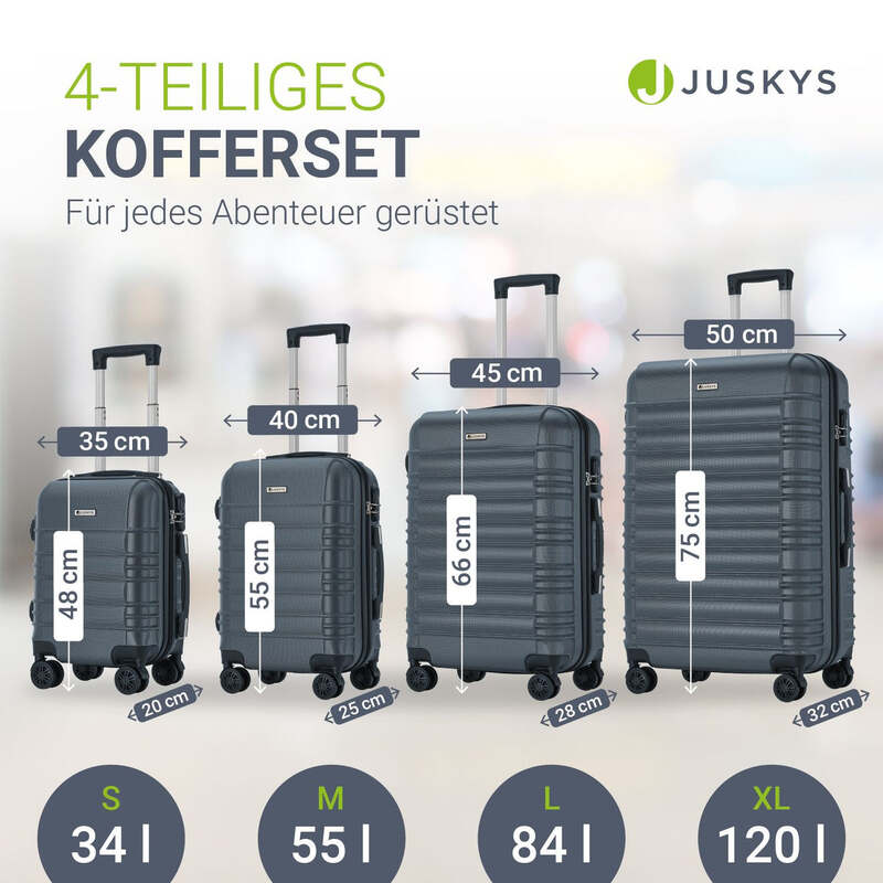 Hartschalen Kofferset Rom 4-teilig Gepäckset schlagfest ABS-Hartschale Anthrazit - 4260565527633