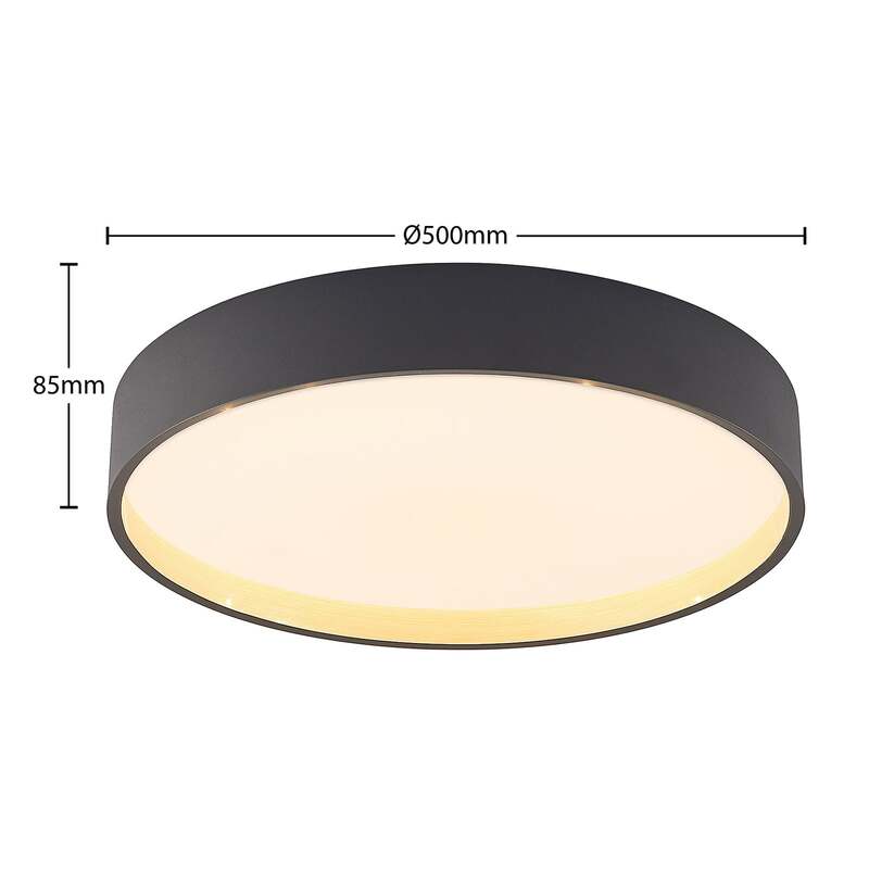 Lindby Deckenleuchte Deckenlampe LED Rund Todor anthrazit Holz Wohnzimmer Flur - 4251911743098