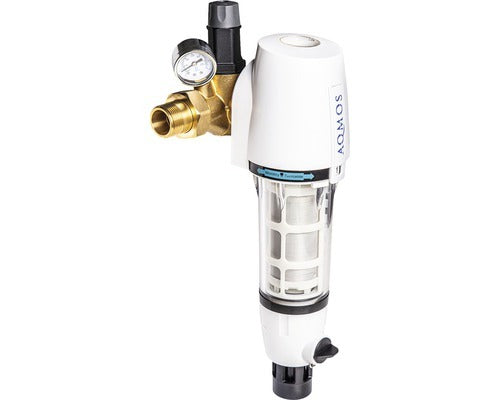 AQMOS Rückspülfilter Wasserfilter 1" manuell Rückspülbar Druckminderer 420x185mm - 4872313136082