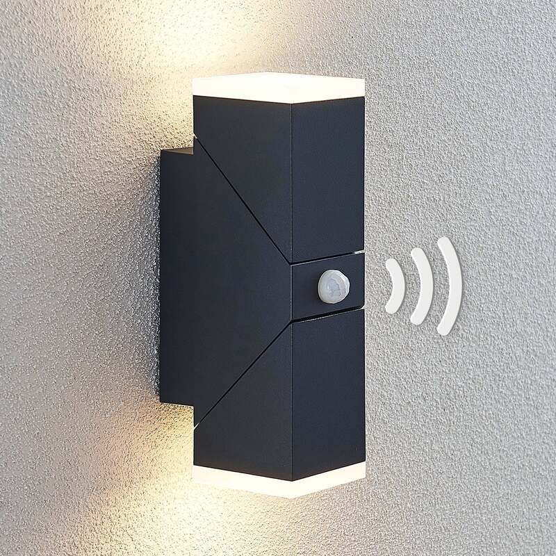 Lindby LED Wandleuchte Sally Außenwandleuchte mit Bewegungsmelder anthrazit IP54 - 4251096554397