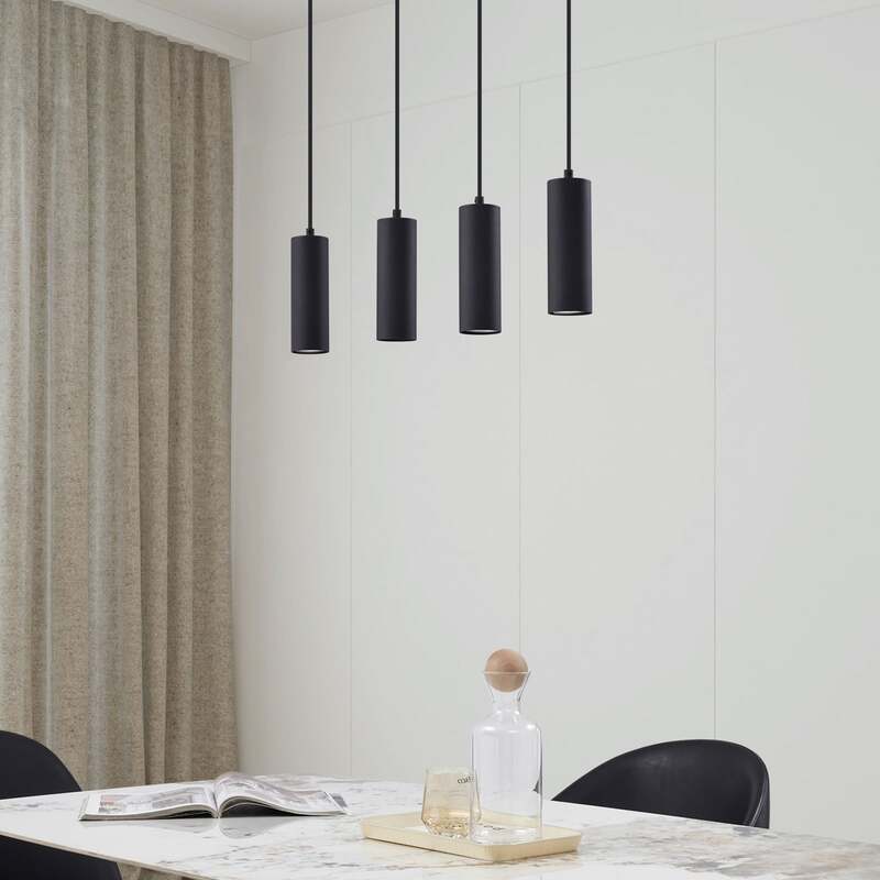 Lindby Hängeleuchte Joffrey LED Pendelleuchte 4-flg dimmbar schwarz 76cm - 4251096573039