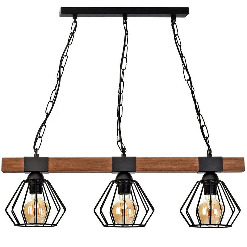 Milagro Hängeleuchte Ulf Holzbalken 3-flammig LED Pendelleuchte Lampe schwarz - 5902693761938