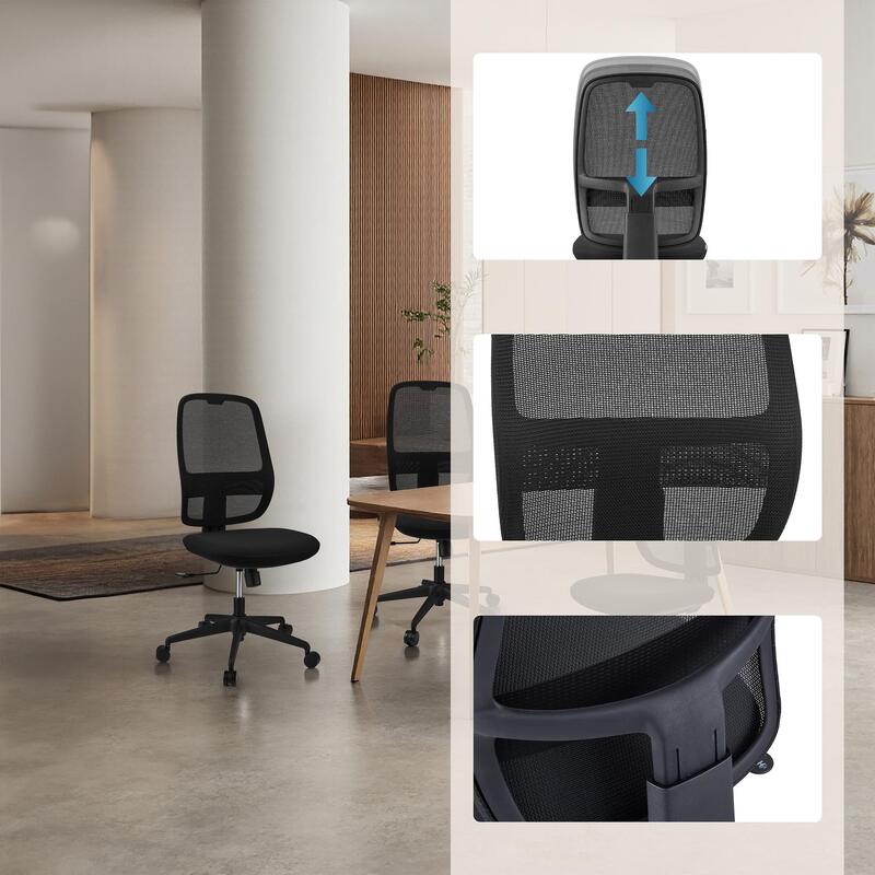 hjh OFFICE Minoro B Bürostuhl Netzstoff Schwarz ergonomisch modern 44 cm Sitz... - 4064323108795