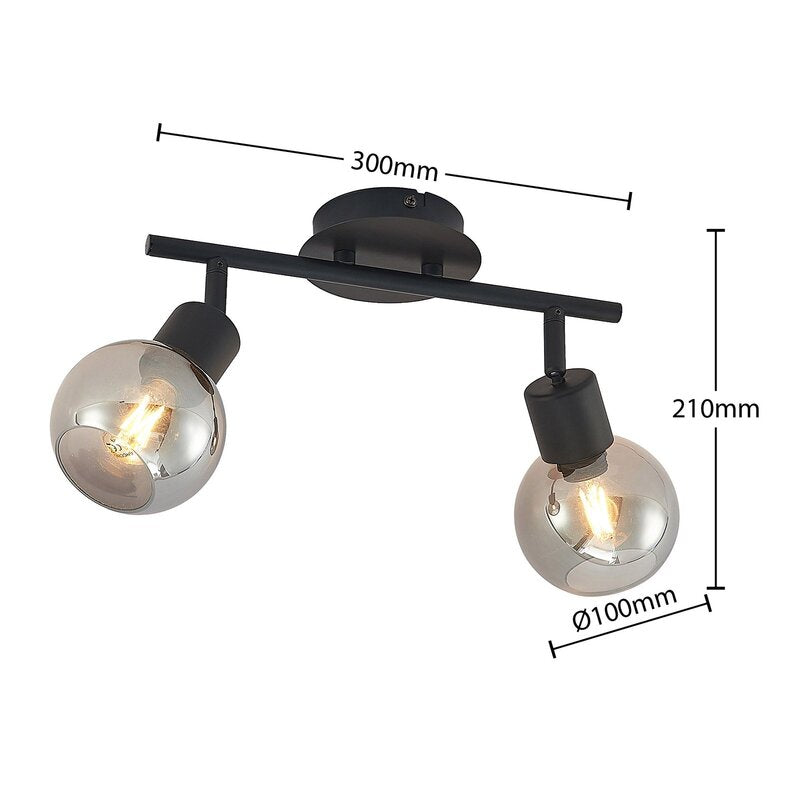 Lindby Deckenstrahler Eridia LED dimmbar schwarz rauchgrau 2-flammig 940 Lumen - 4251911728330