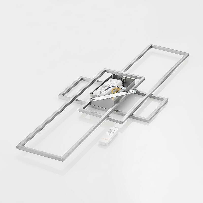 Lindby Deckenleuchte Caitlin LED Lampe dimmbar nickel CCT Fernbedienung 105x42cm - 4251096595598