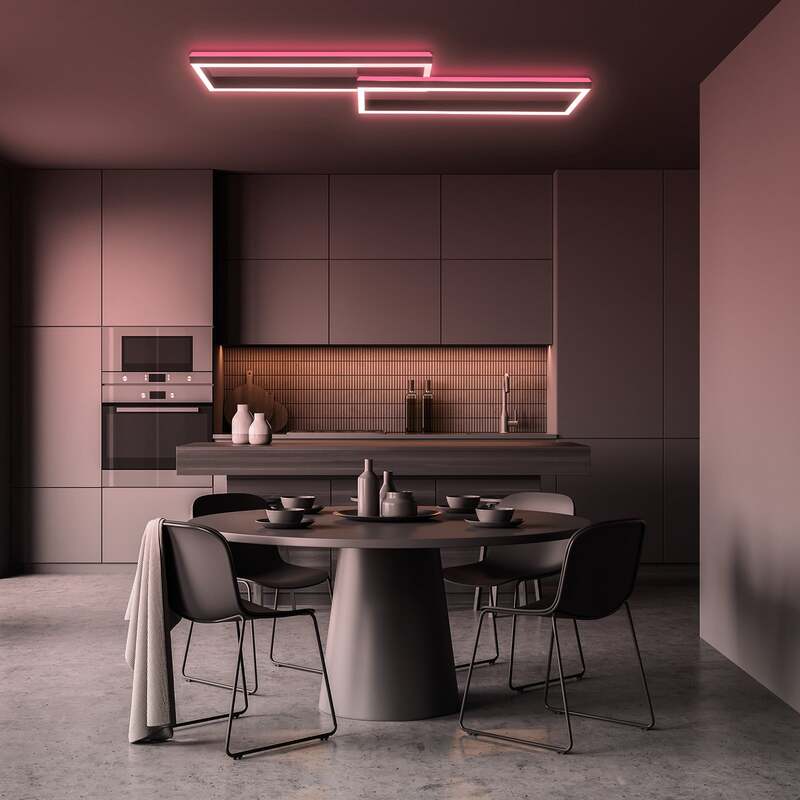Briloner Deckenlampe LED Frame 2-flg RGBW dimmbar Lampe schwarz 119,5x27,5cm - 4002707429319