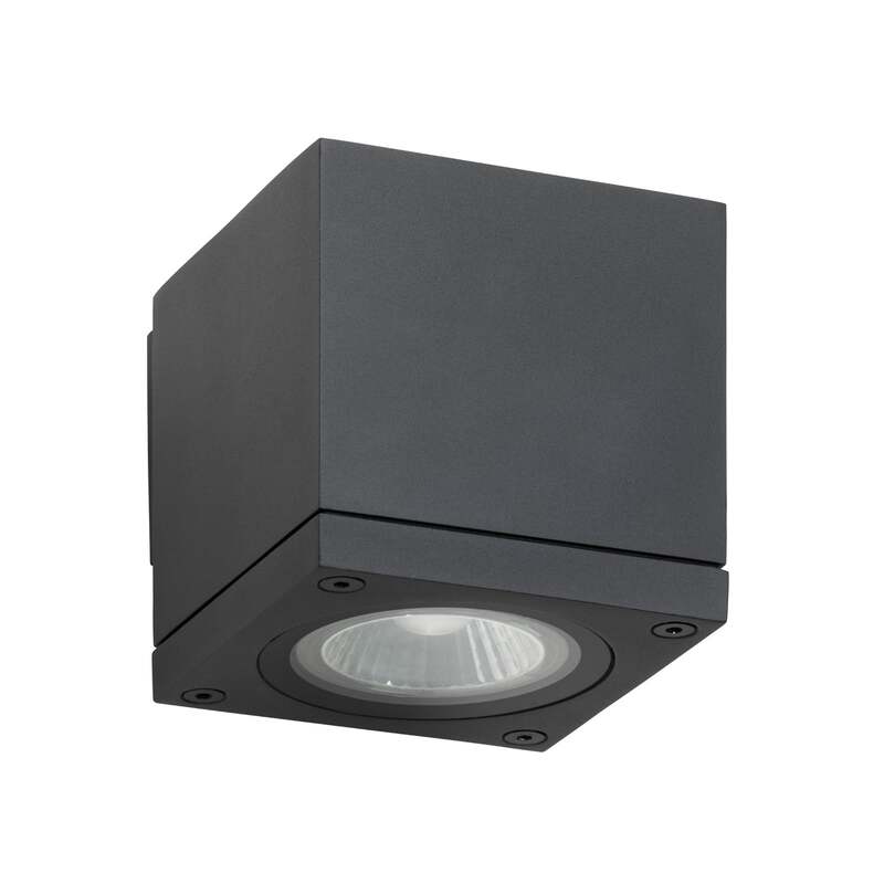 Außenwandleuchte 5161 schwarz Alu Glas 1x GU10 dimmbar IP65 LCD - 4260277682712