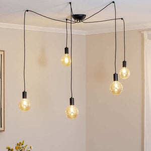 B-Ware Nowodvorski Lighting Hängeleuchte Spider in Schwarz fünfflammig Deckenlampe Spot