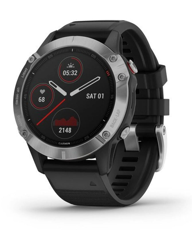 Garmin Sportuhr Uhr Smartwatch Fenix 6 GPS MIP Multisport Schwarz Silber Onesize - 0753759232702
