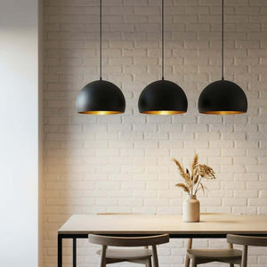 B-Ware Lindby Pendelleuchte Hängeleuchte Tarjei LED Lampe 3-flammig schwarz-gold 120cm