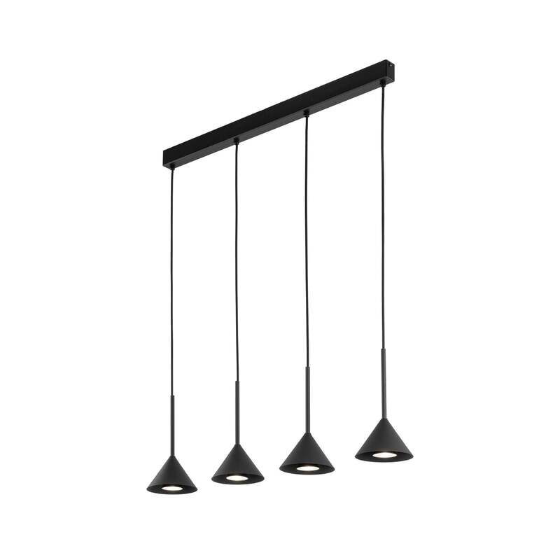TK-Lighting Hängeleuchte Cono Mini 4-flammig LED Pendelleuchte dimmbar schwarz - 5906135103058