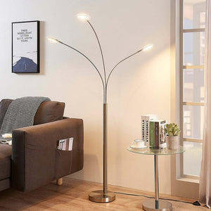 B-Ware Lindby Stehlampe Anea LED Lampe Leuchte 3-flammig nickel matt 168 cm Höhe 3000 K