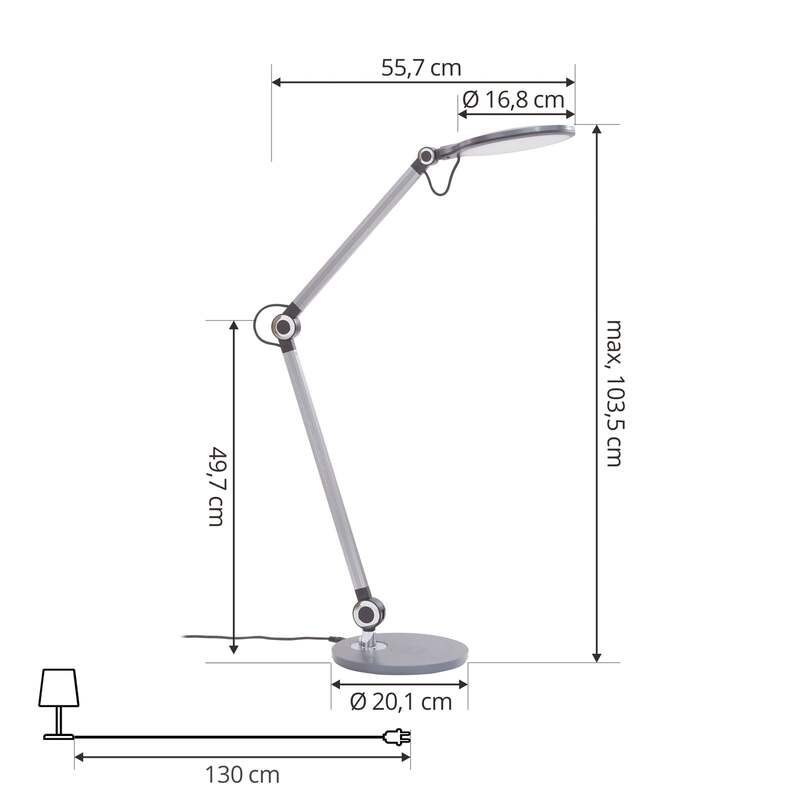 Lindby Tischleuchte Nyxaris LED Lampe dimmbar Touchdimmer grau 50cm CCT 3-stufig - 4251911775624