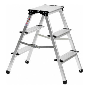 B-Ware STIER Aluminium-Trittleiter 3 Stufen Leichtgewicht 150 kg klappbar 680x320x200mm