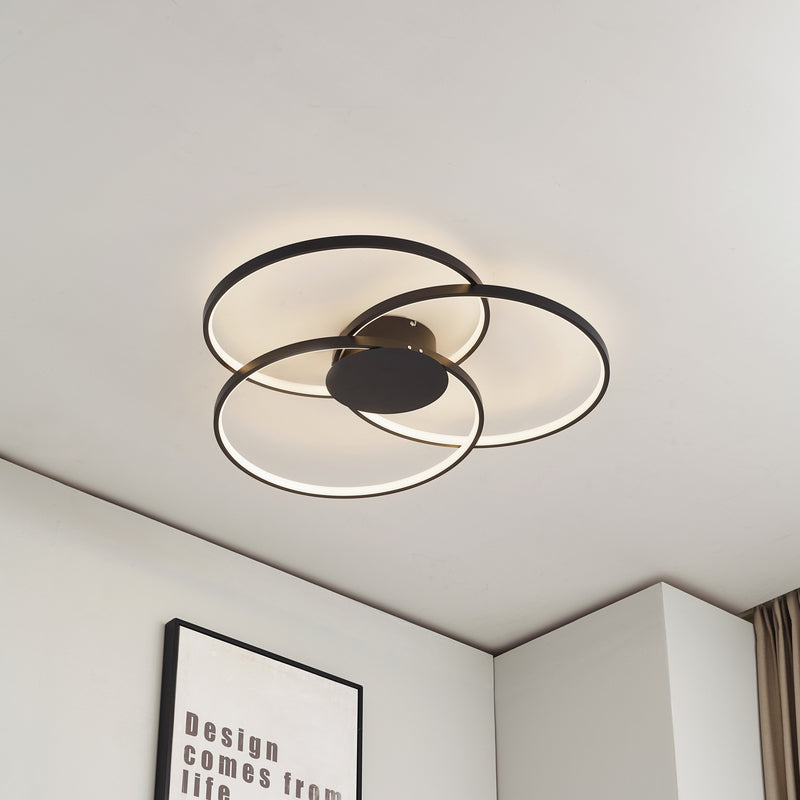 Lindby Deckenleuchte Lampe Riley LED dimmbar schwarz Holzoptik 3000K 76x73cm - 4251096574043