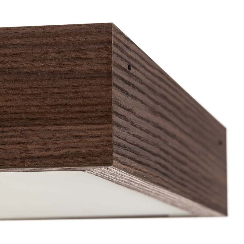 Deckenleuchte Tromsö walnuss 50x50 cm Holz Glas 4x15W E27 IP20 - 5902553220339