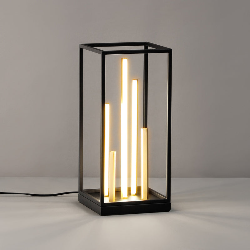 FISCHER HONSEL Tischleuchte Lampe LED Grid schwarz gold Metall dimmbar Schalter - 4003694507547