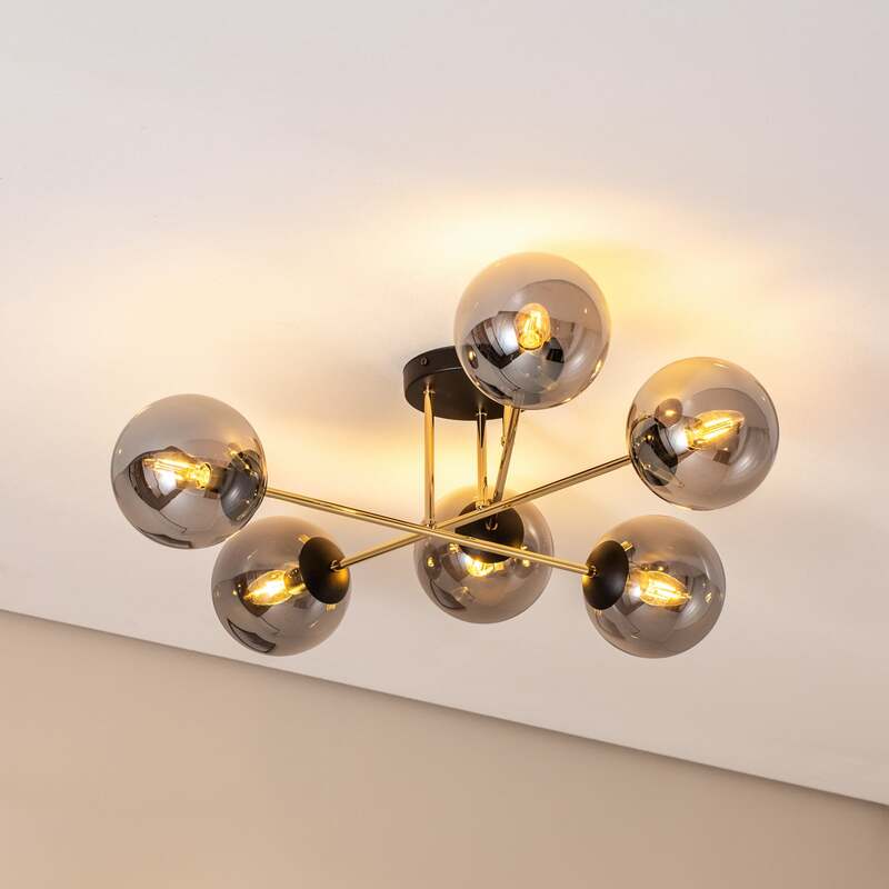 Deckenleuchte Lampe Euluna Glassy Deckenlampe rauchgrau transparent gold Glas - 4251911783728